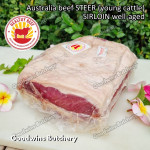Beef Sirloin aged frozen STEER young cattle Australia HEALTHY BEEF whole cuts 2.6-3.0 kg/pc (price/kg) Striploin / New York Strip / Has Luar - IN STOCK